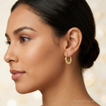 10K Scalloped Hollow Hoop Earrings - Model Shot