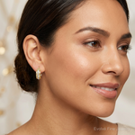 10K & Rhodium Diamond Cut Small Hoop Earrings - Model Shot