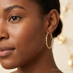 10K Twisted Diamond Cut 35mm Hoop Earrings - Model Shot