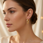 10K 3x2mm Oval Hoop Earrings - Model Shot