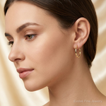 10K Polished Knife Edge Hoop Earrings - Model Shot