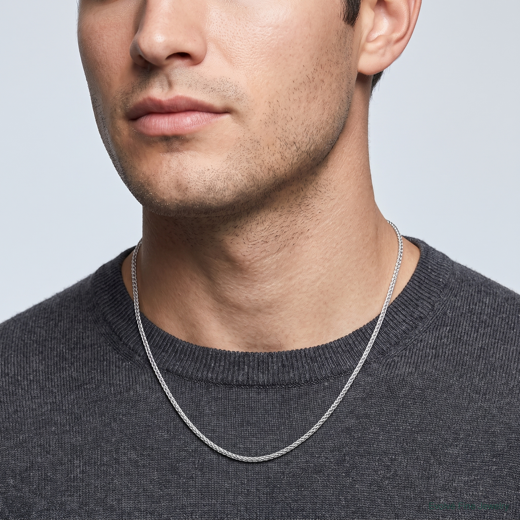 Leslie's 14k White Gold 1.25mm Spiga Chain - Model Shot