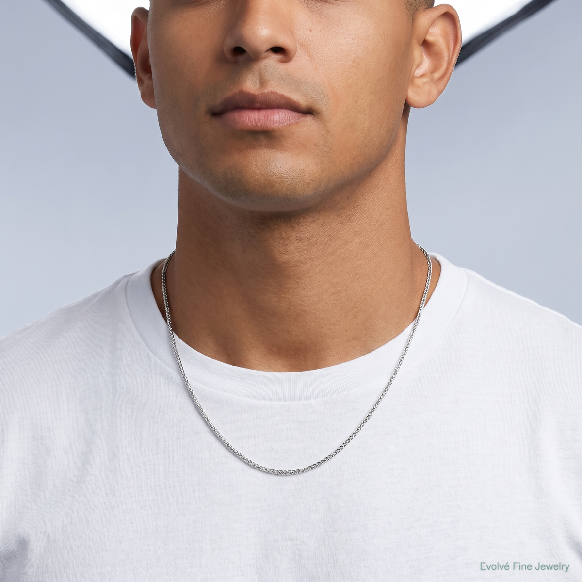 Leslie's 14K White Gold Adjustable 1mm Wheat Chain - Model Shot