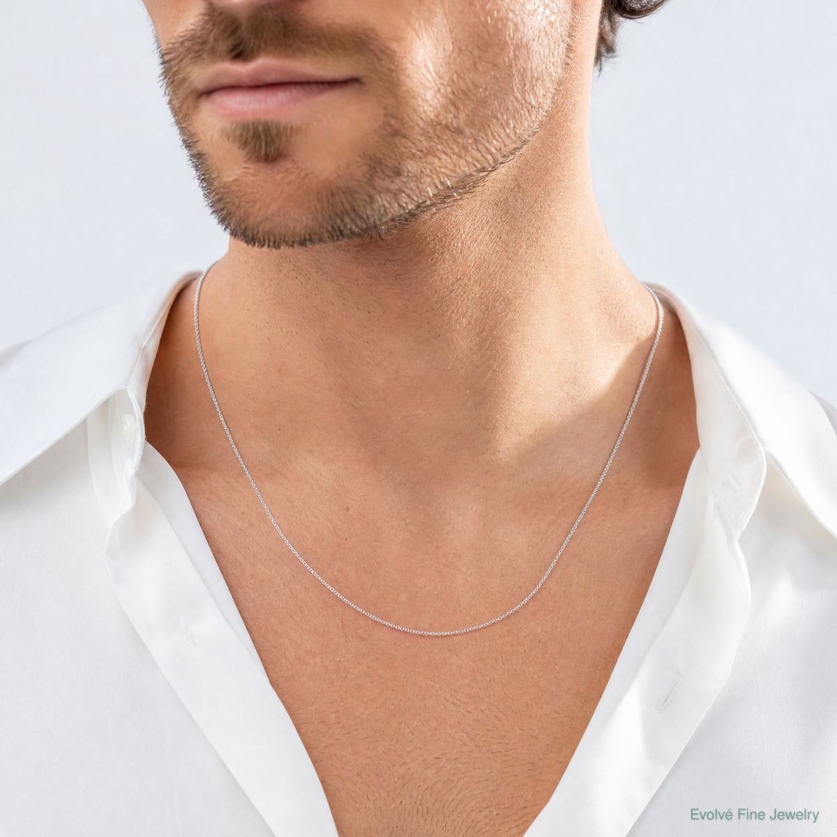 Leslie's 14K White Gold Adjustable 1.2mm Flat Cable Chain - Model Shot