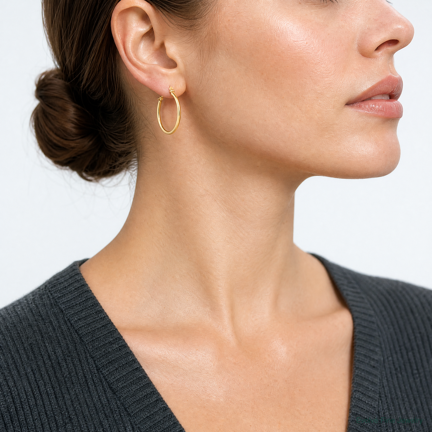 Leslie's 14K 2x20mm Polished Hoop Earrings - Model Shot