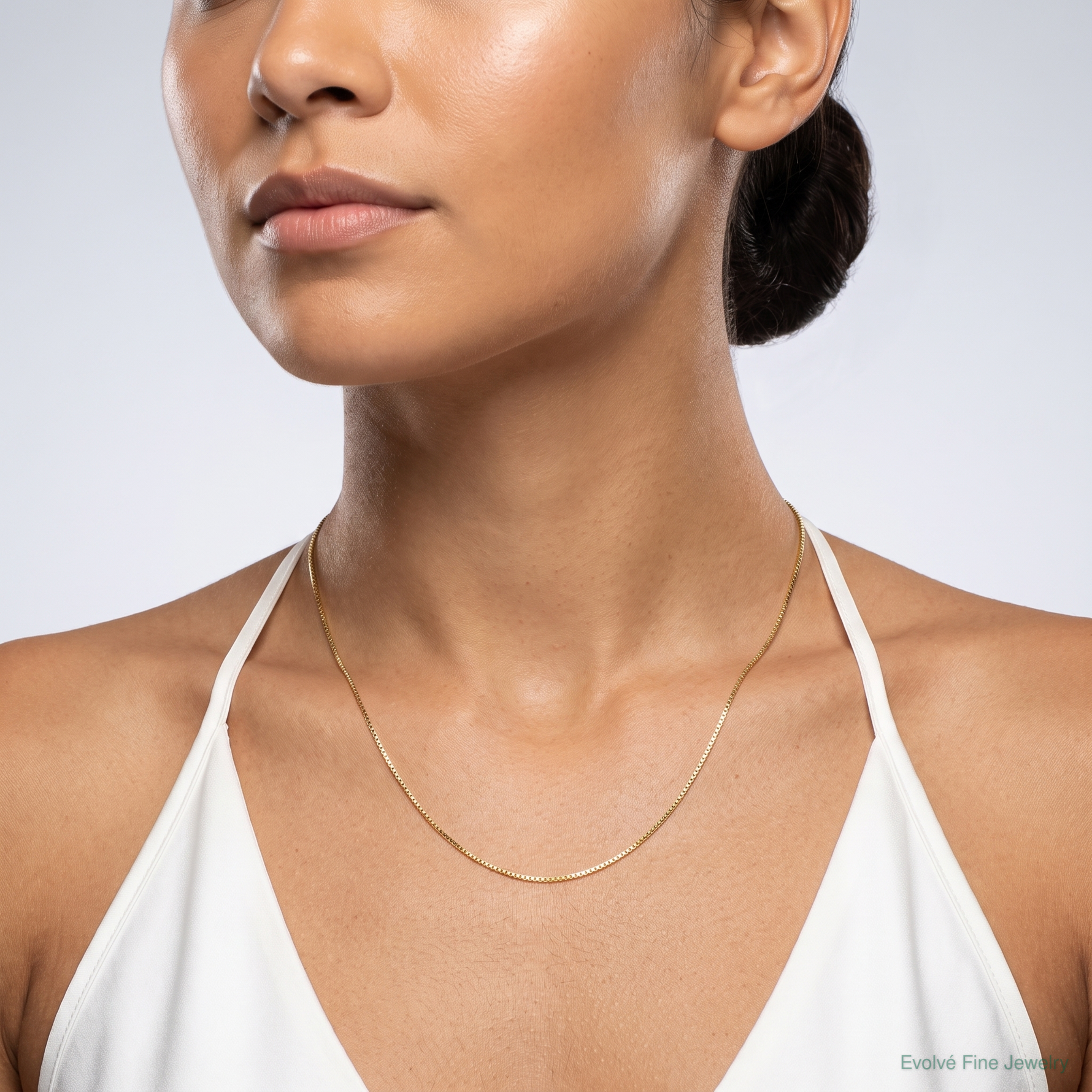 14k .5mm Carded Box Chain - Model Shot