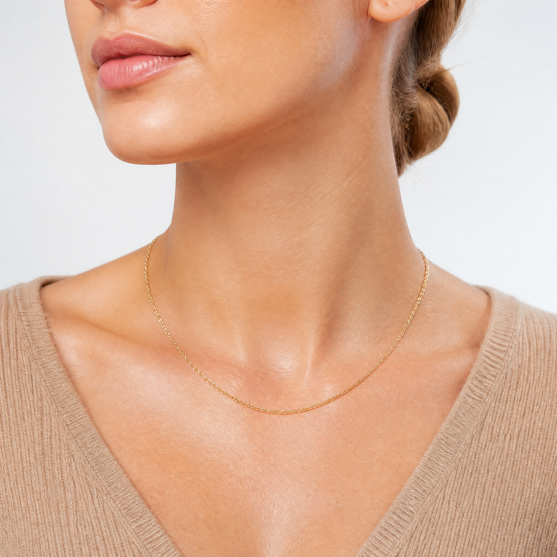 14k .5 mm Carded Cable Rope Chain - Model Shot