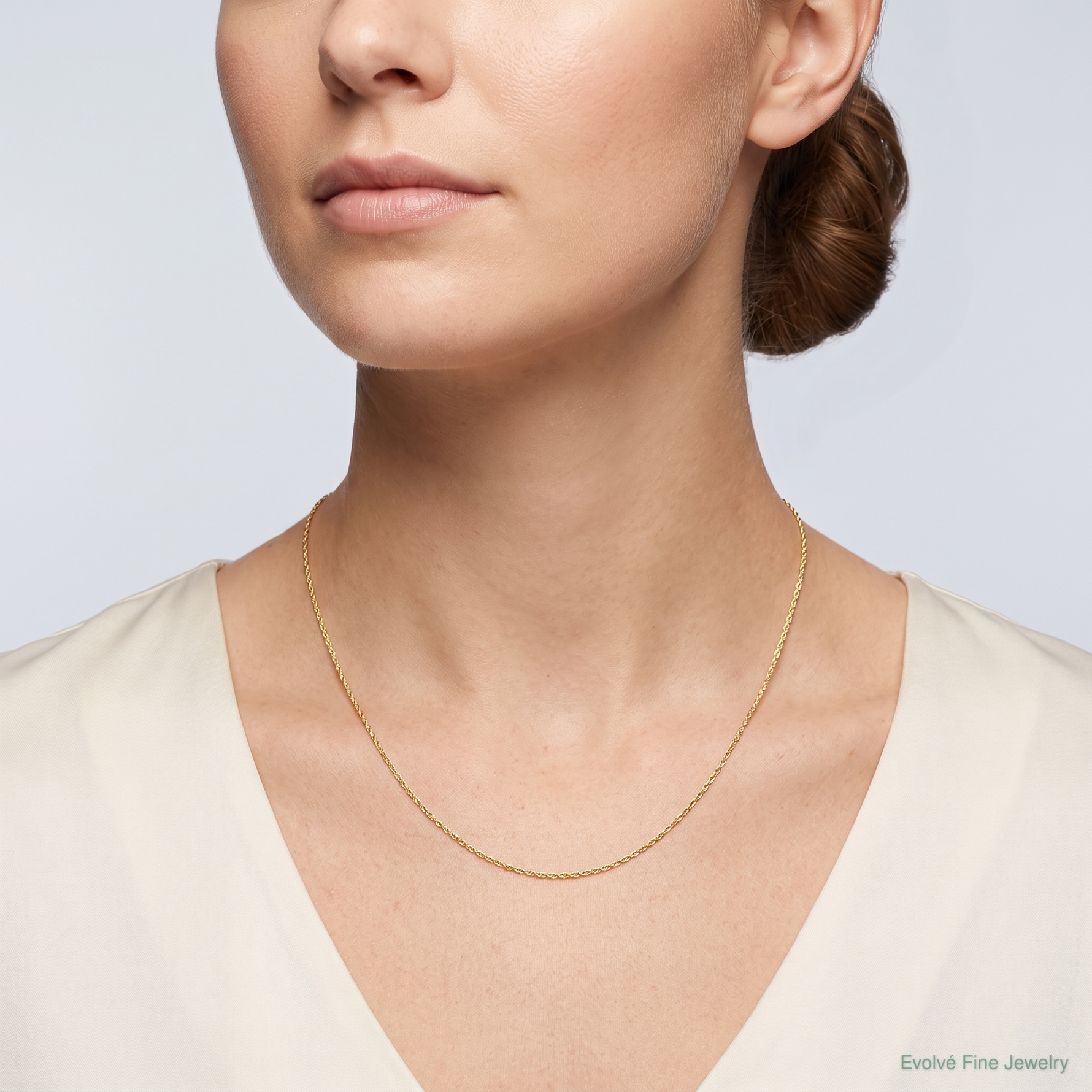 14k .5 mm Carded Cable Rope Chain - Model Shot