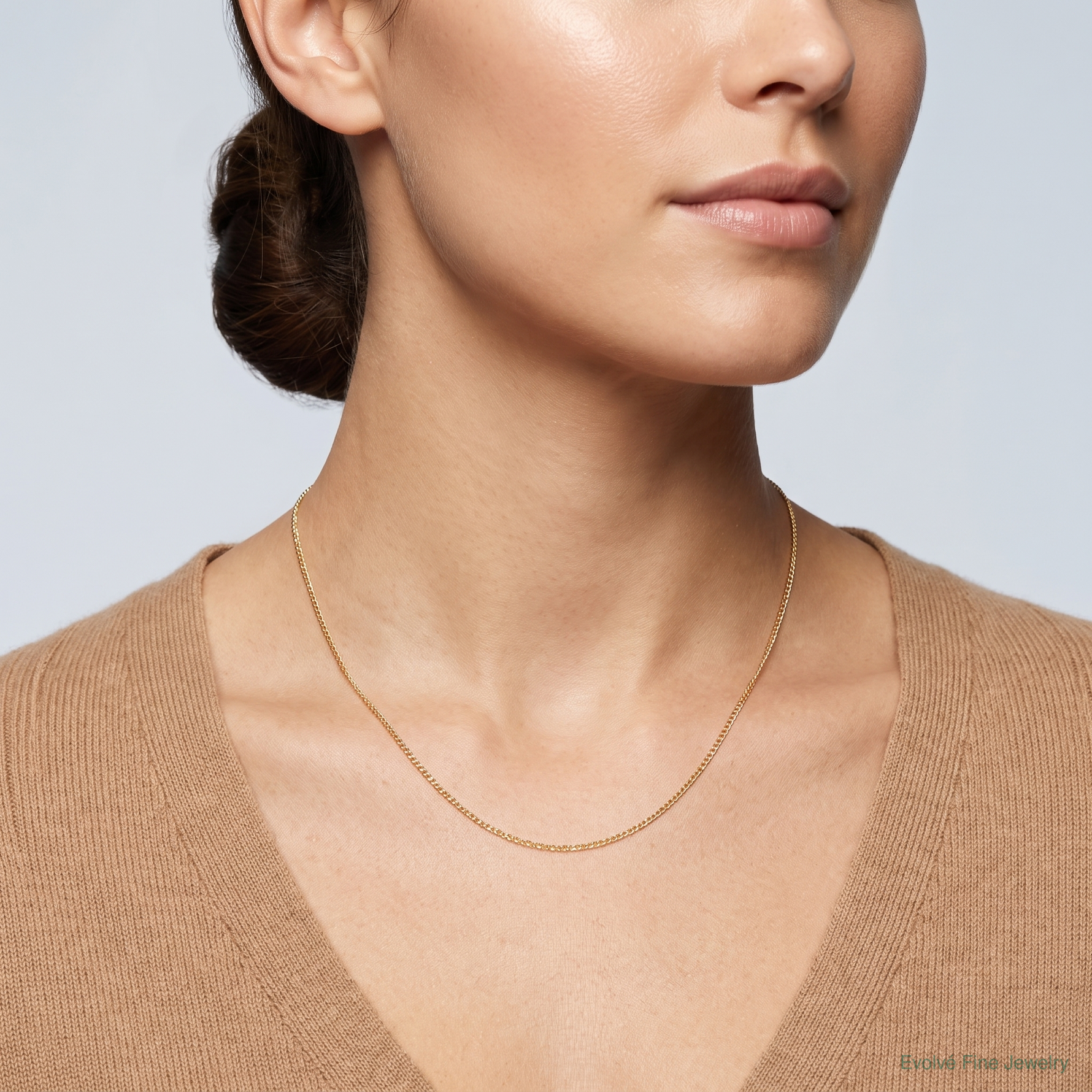 14k .42 mm Carded Curb Chain - Model Shot
