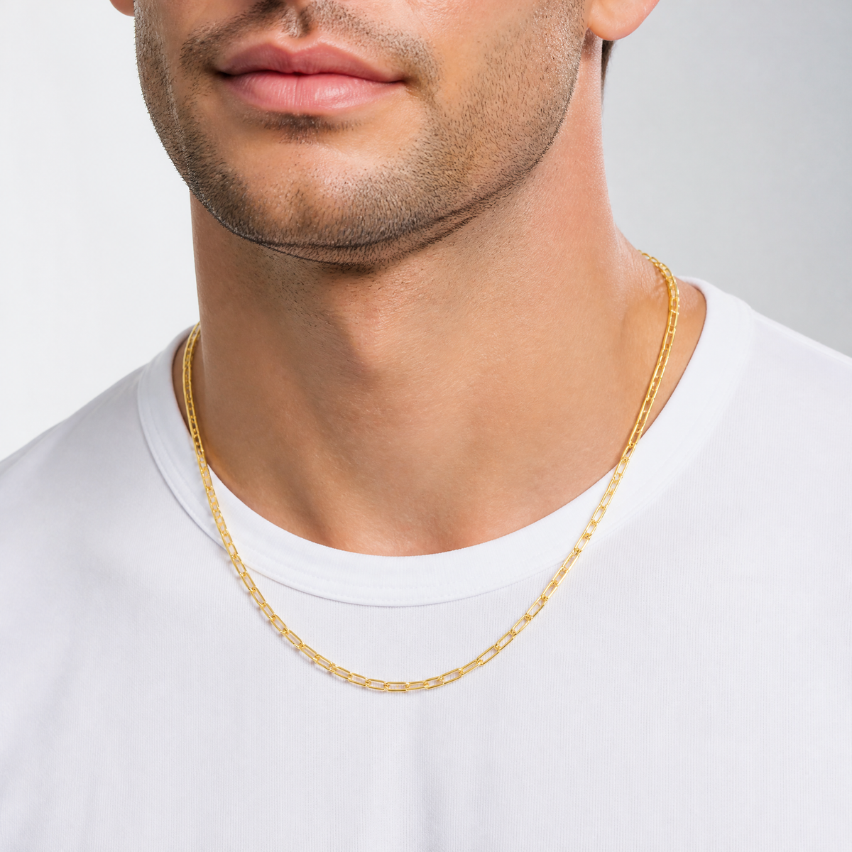 Leslie's 14k 3.7mm Semi-Solid Beveled D/C Paperclip Chain - Model Shot
