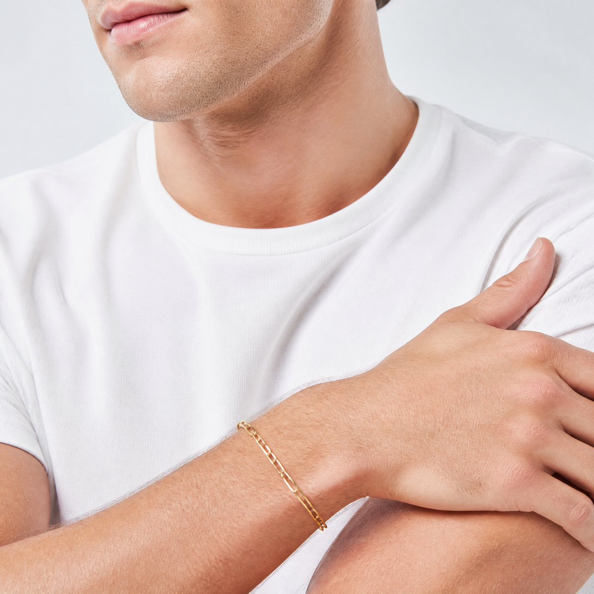 Leslie's 14k 3.5mm Solid Beveled D/C Paperclip Chain - Model Shot