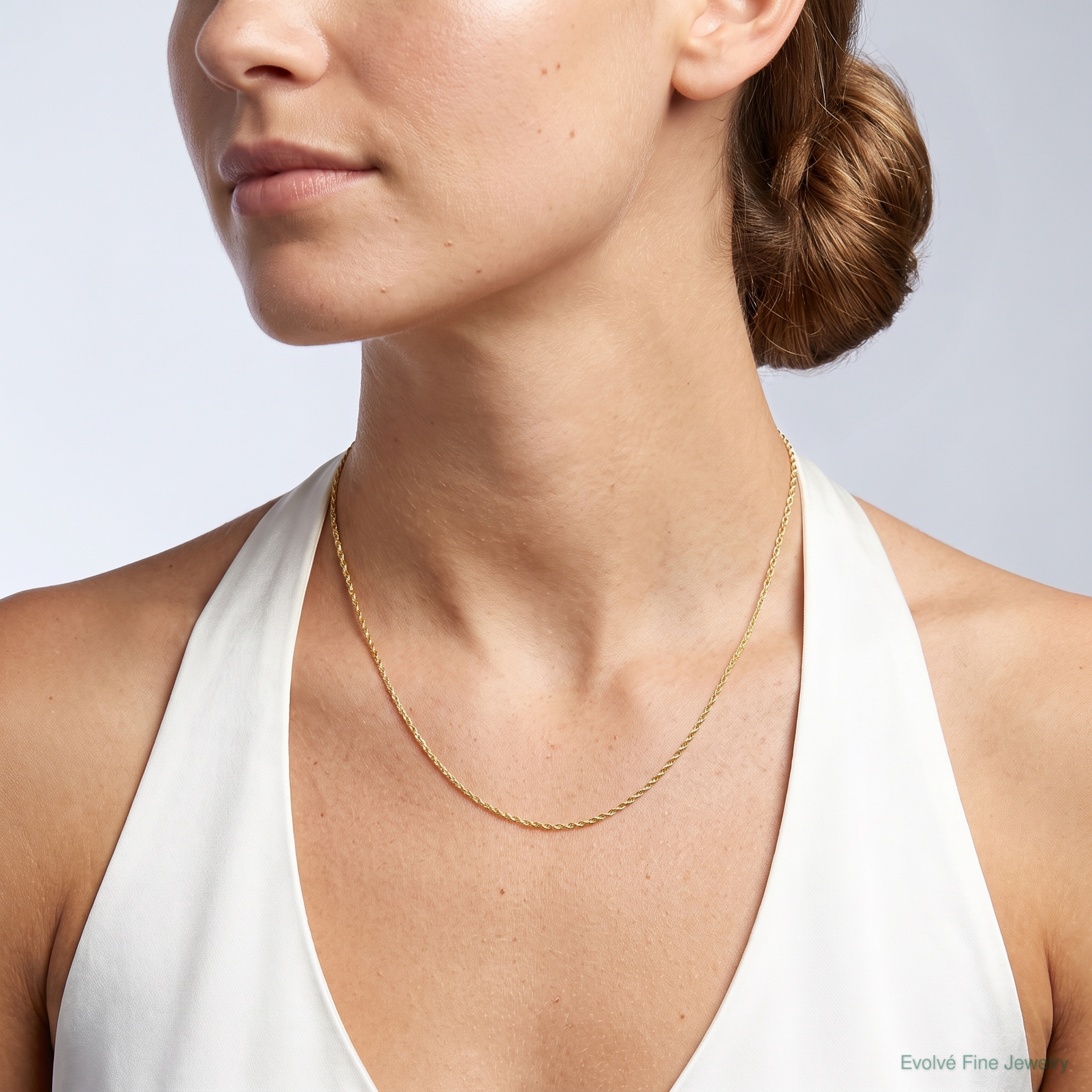 14k .7 mm Carded Cable Rope Chain - Model Shot