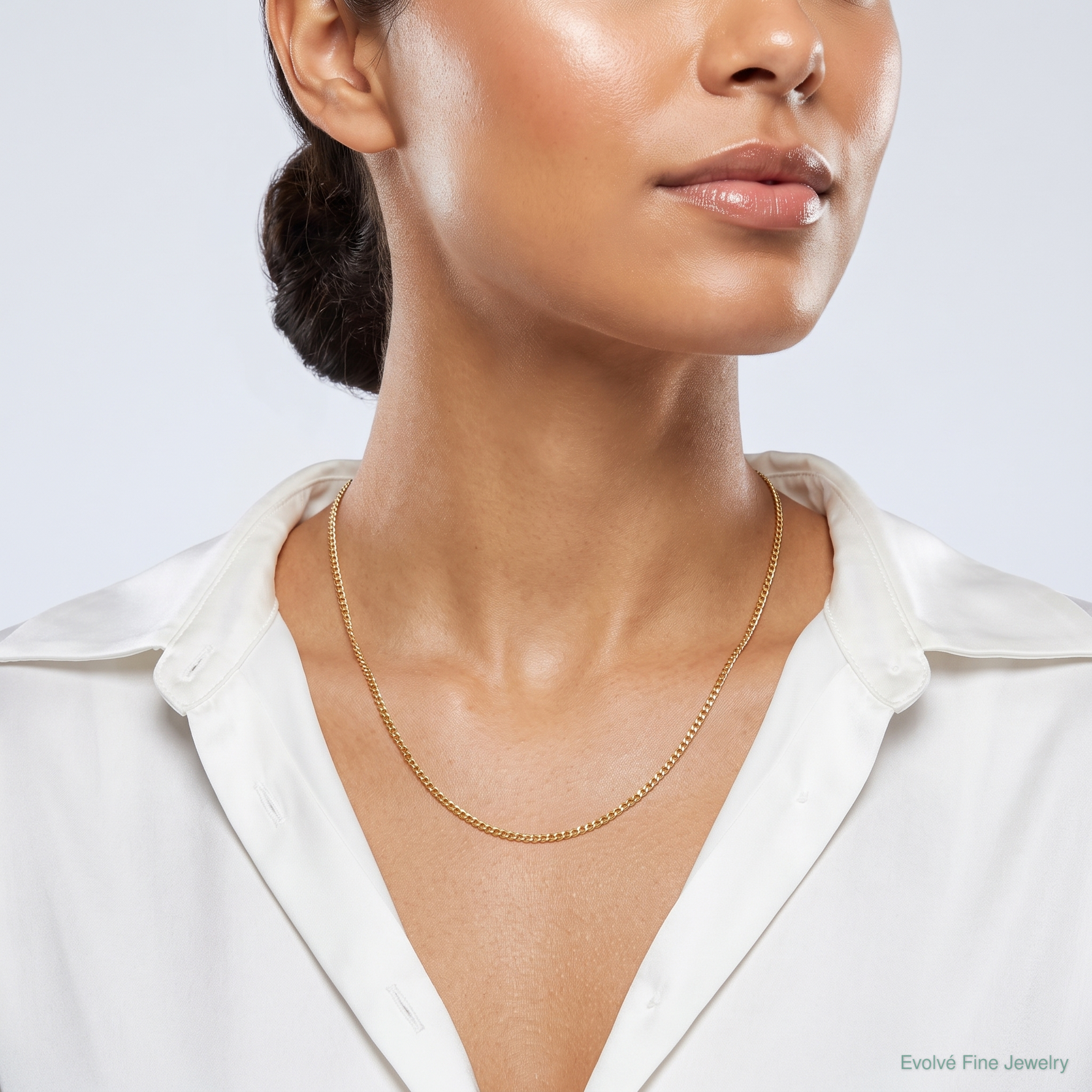 14k .5 mm Carded Curb Chain - Model Shot