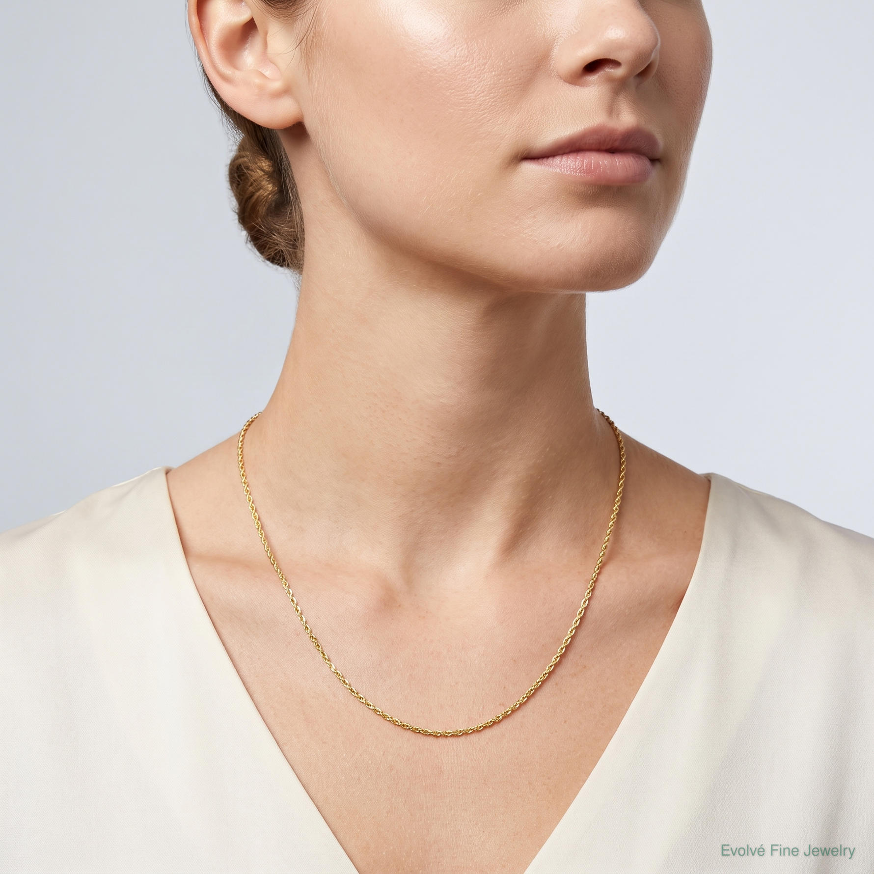 14k .95 mm Carded Cable Rope Chain - Model Shot