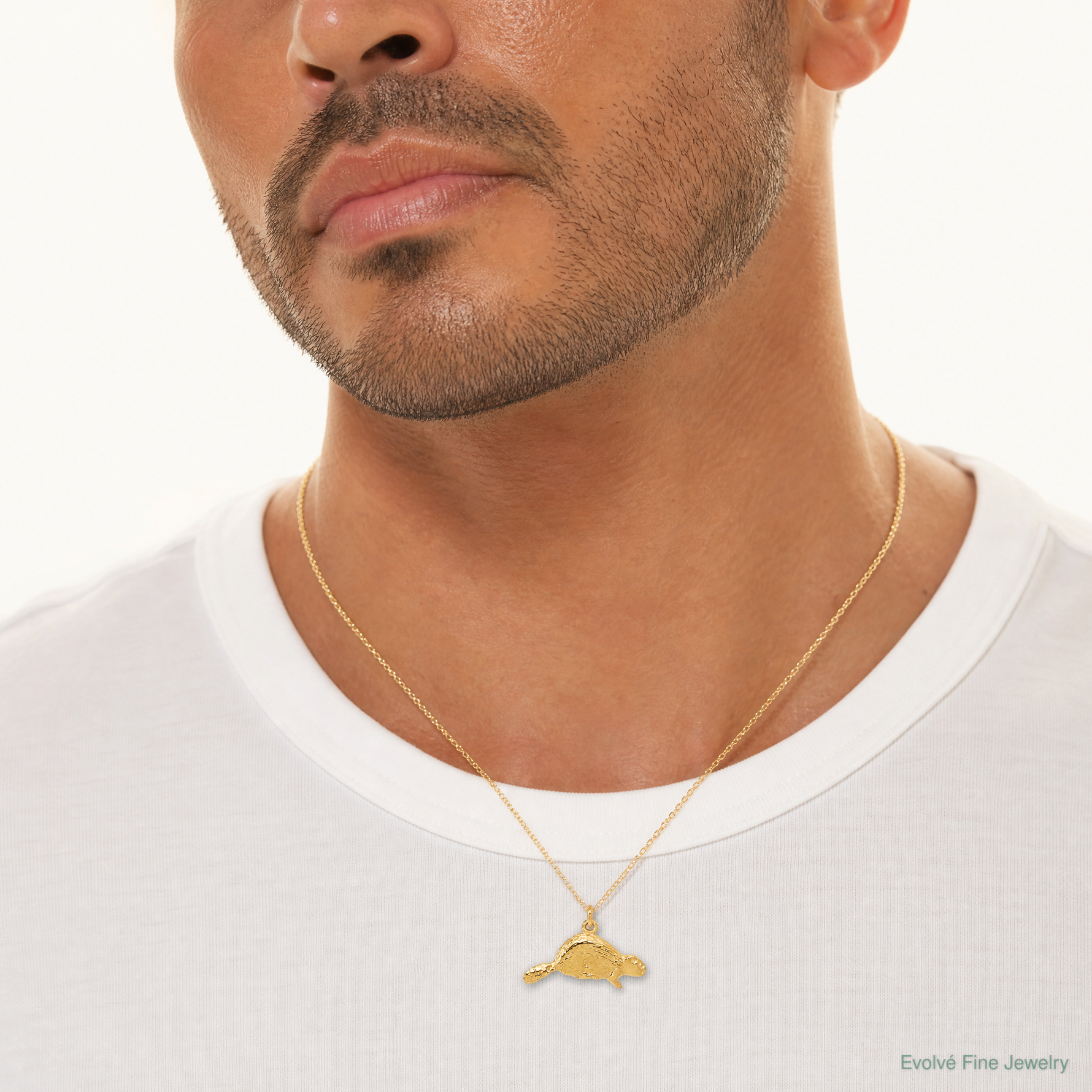 14k Beaver Charm - Model Shot