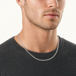 14k White Gold 3.35mm Semi-Solid Curb Chain - Model Shot