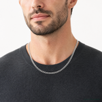 14k White Gold 5.25mm Semi-Solid Curb Chain - Model Shot