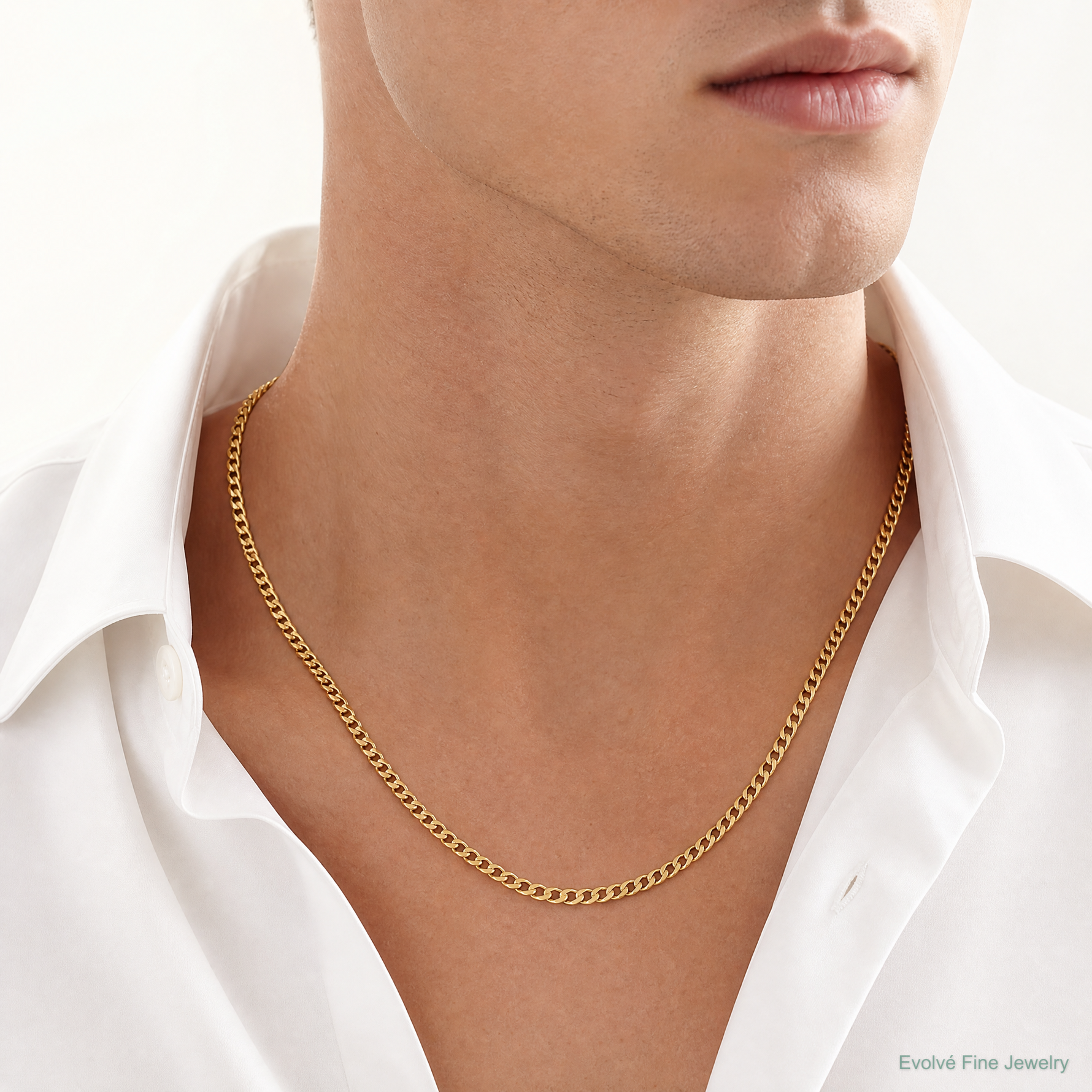 14k 4.3mm Semi-Solid Curb Chain - Model Shot