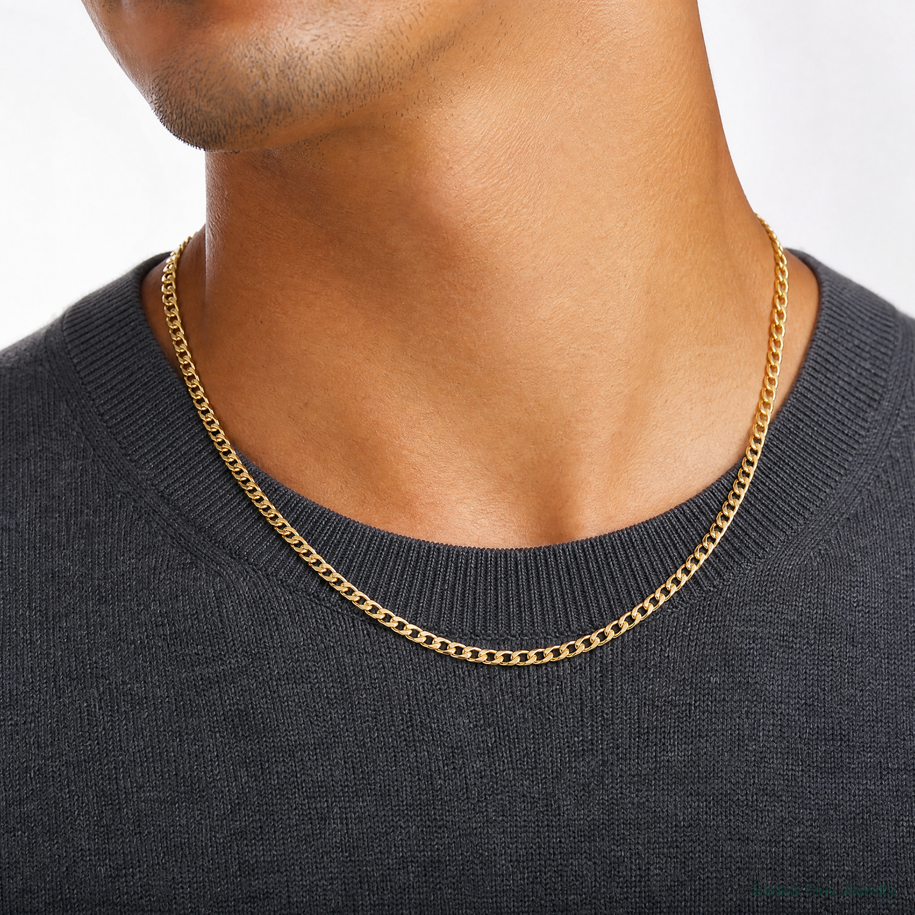 14k 5.25mm Semi-Solid Curb Chain - Model Shot