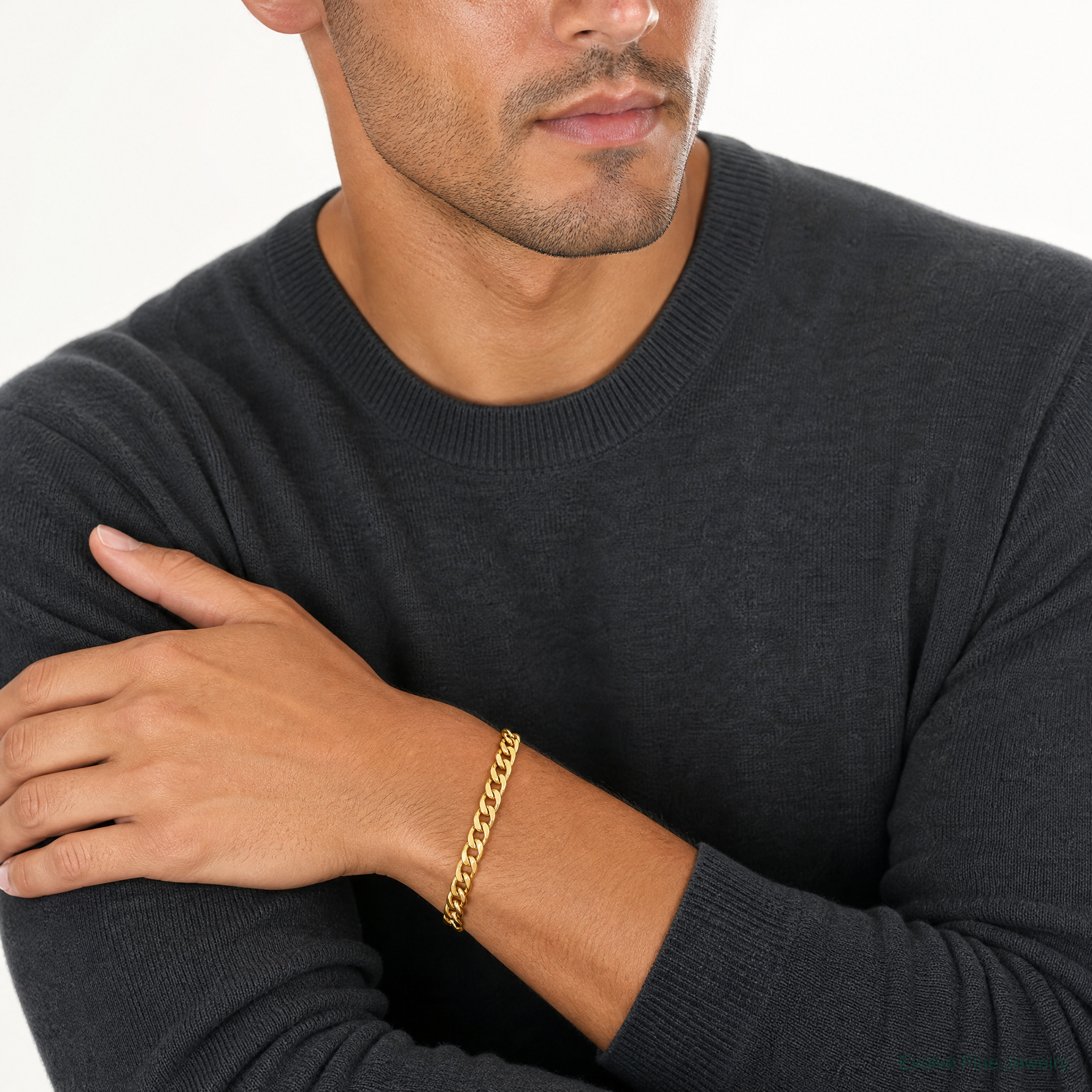 14k 5.25mm Semi-Solid Curb Chain - Model Shot