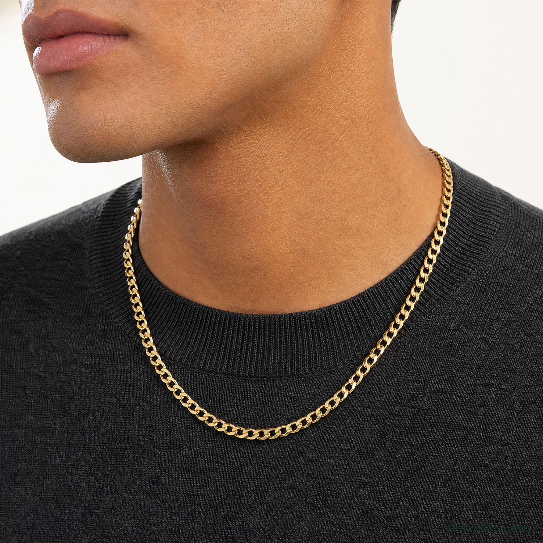 14k 6.5mm Semi-Solid Curb Chain - Model Shot