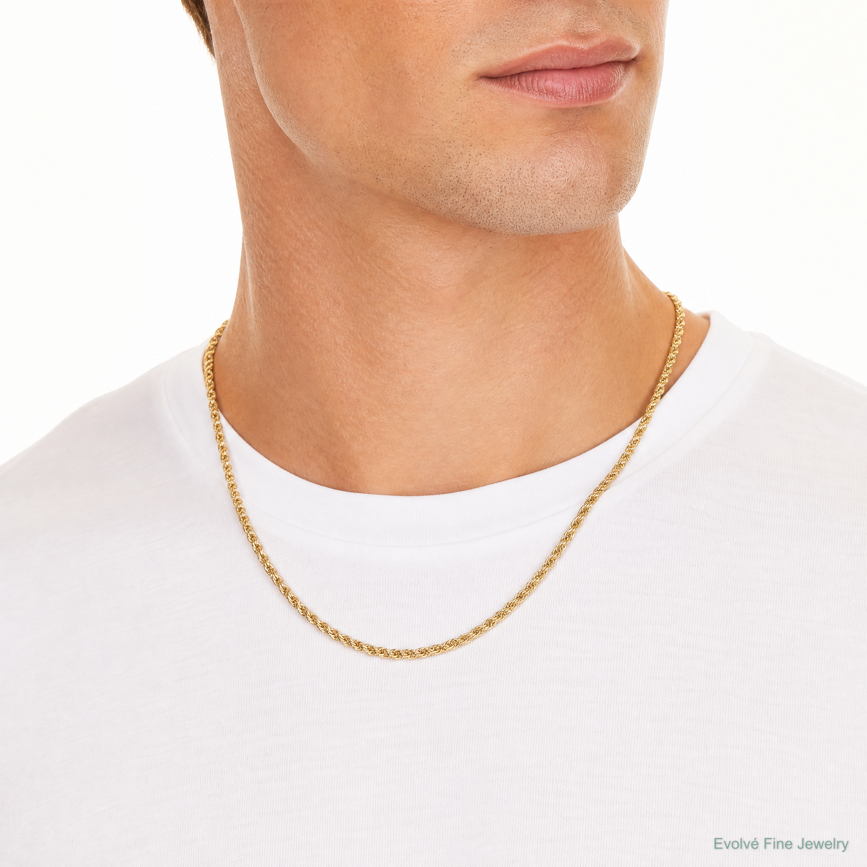 14k 3.3mm D/C Semi-Solid Chain - Model Shot