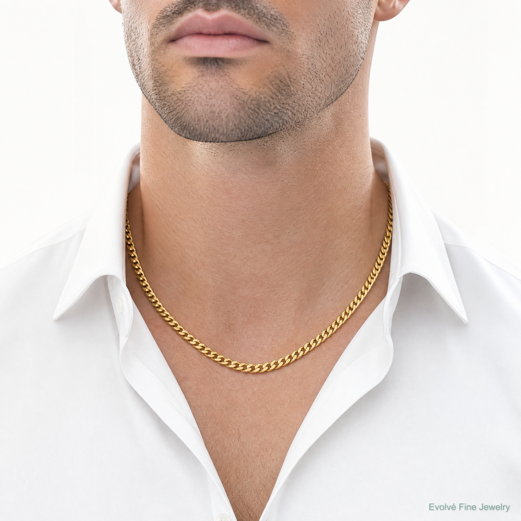14k 6mm Semi-Solid Miami Cuban Chain - Model Shot
