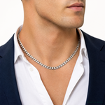 14k White Gold 6mm Semi-Solid Miami Cuban Chain - Model Shot