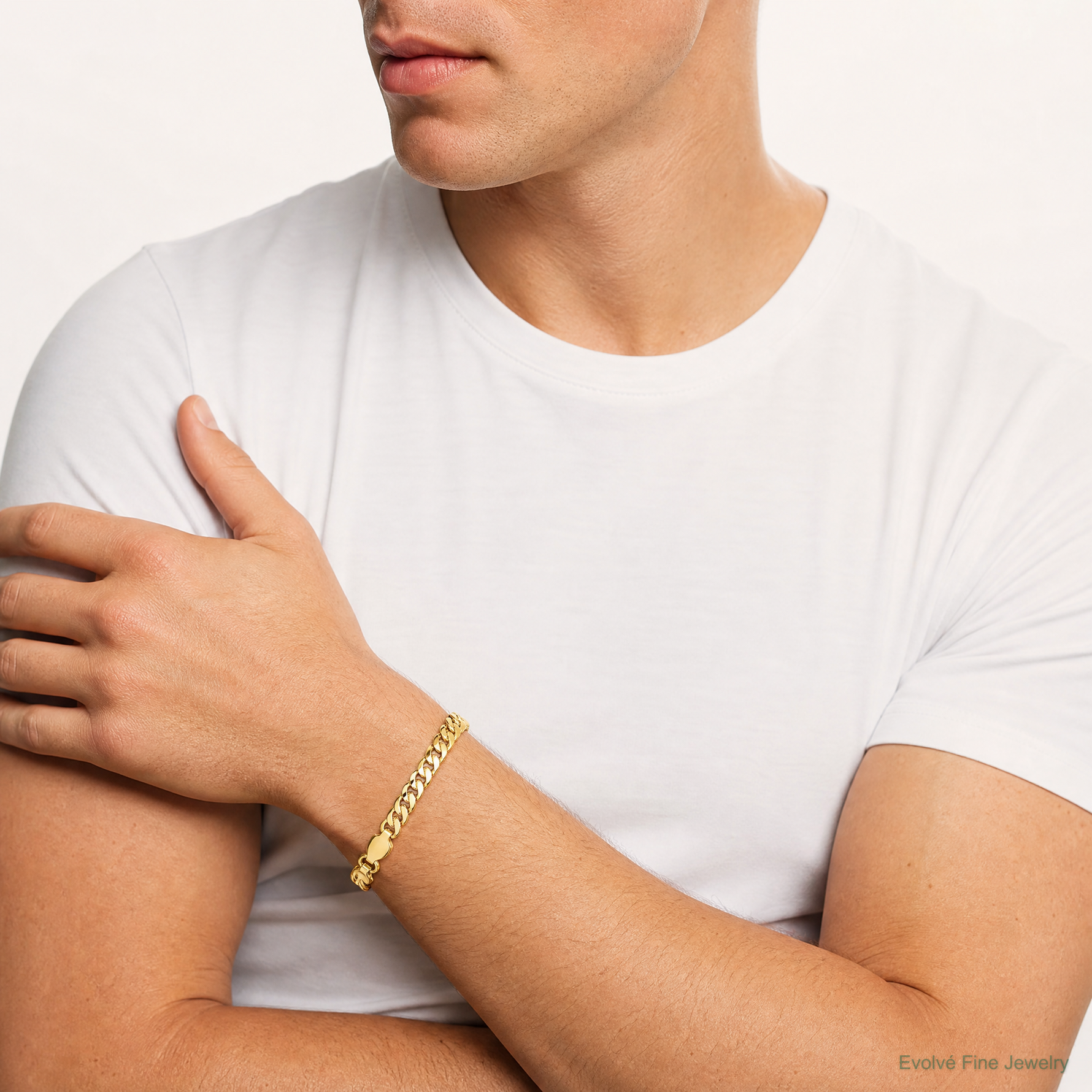 14k 6.75mm Semi-Solid Miami Cuban Chain - Model Shot