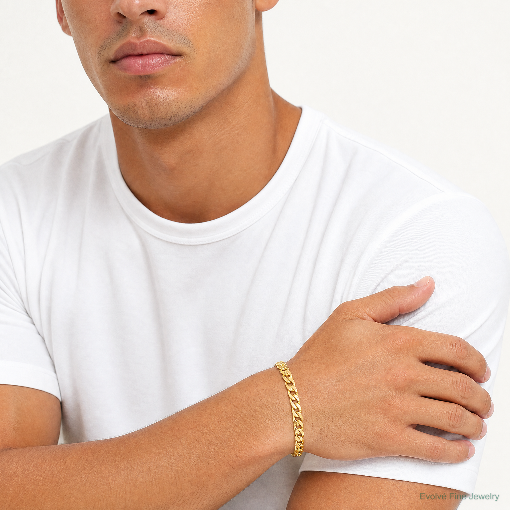 14k 7.3mm Semi-Solid Miami Cuban Chain - Model Shot