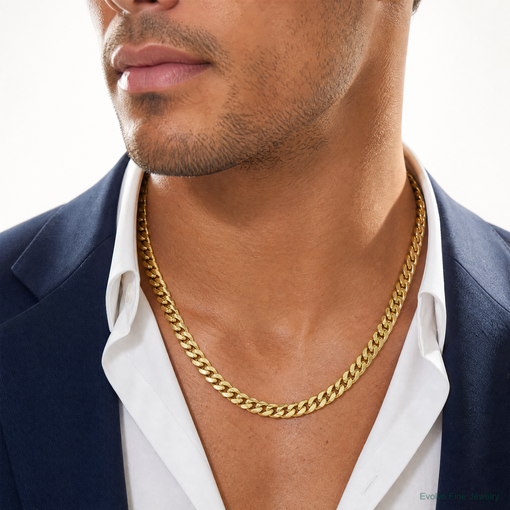 14k 9.3mm Semi-Solid Miami Cuban Chain - Model Shot