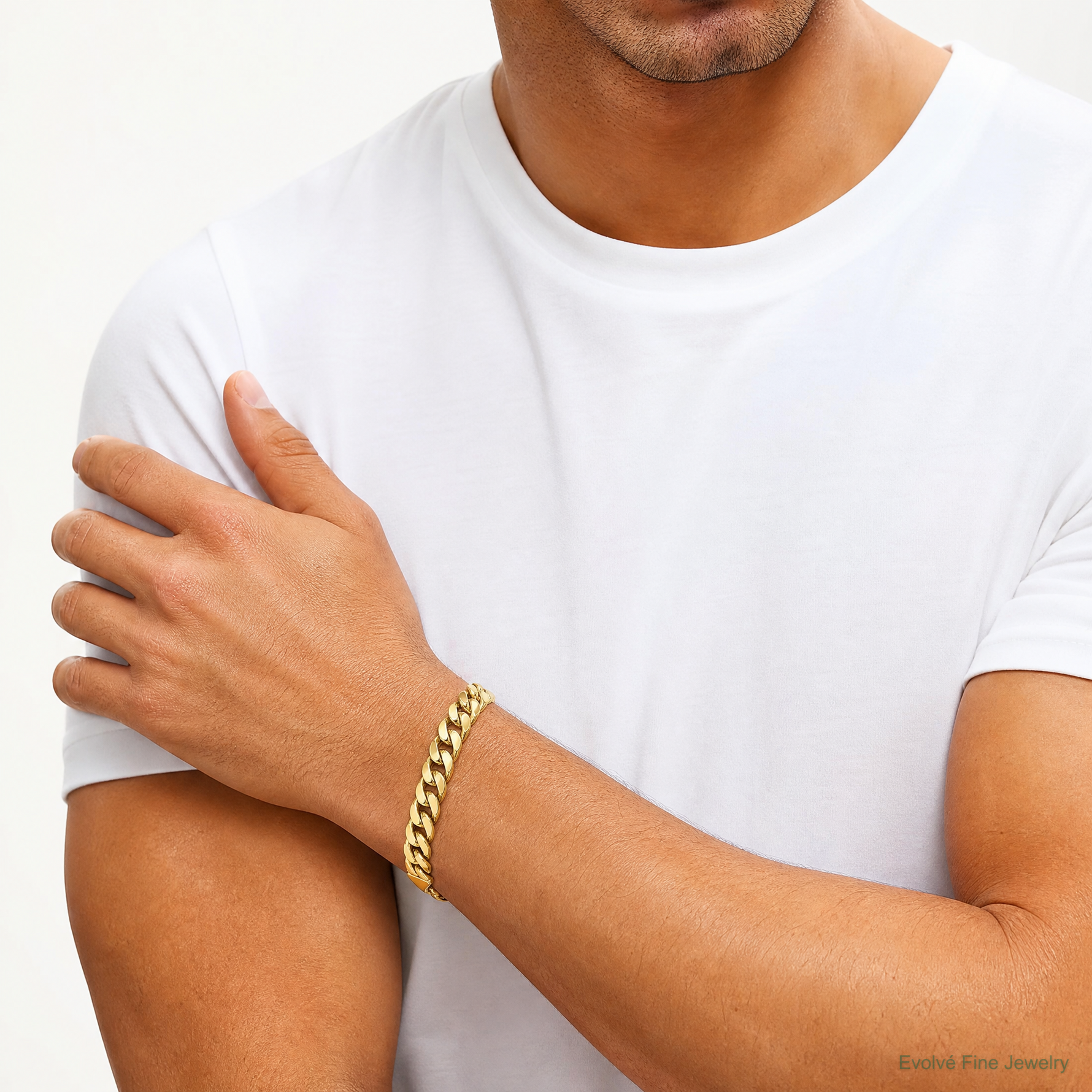 14k 11mm Semi-Solid Miami Cuban Chain - Model Shot