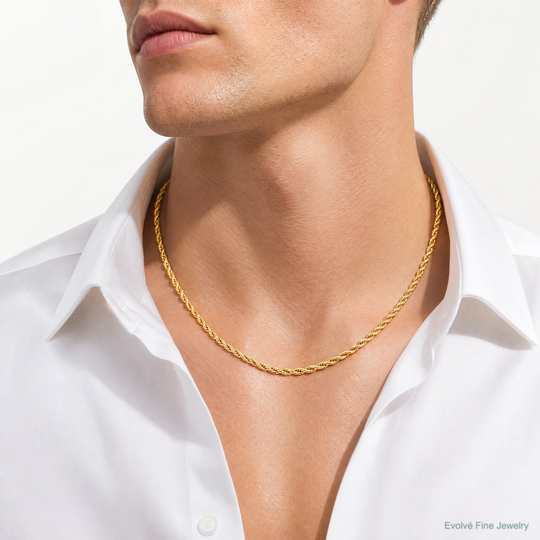 14ky 4.75mm Semi-Solid Rope Chain - Model Shot