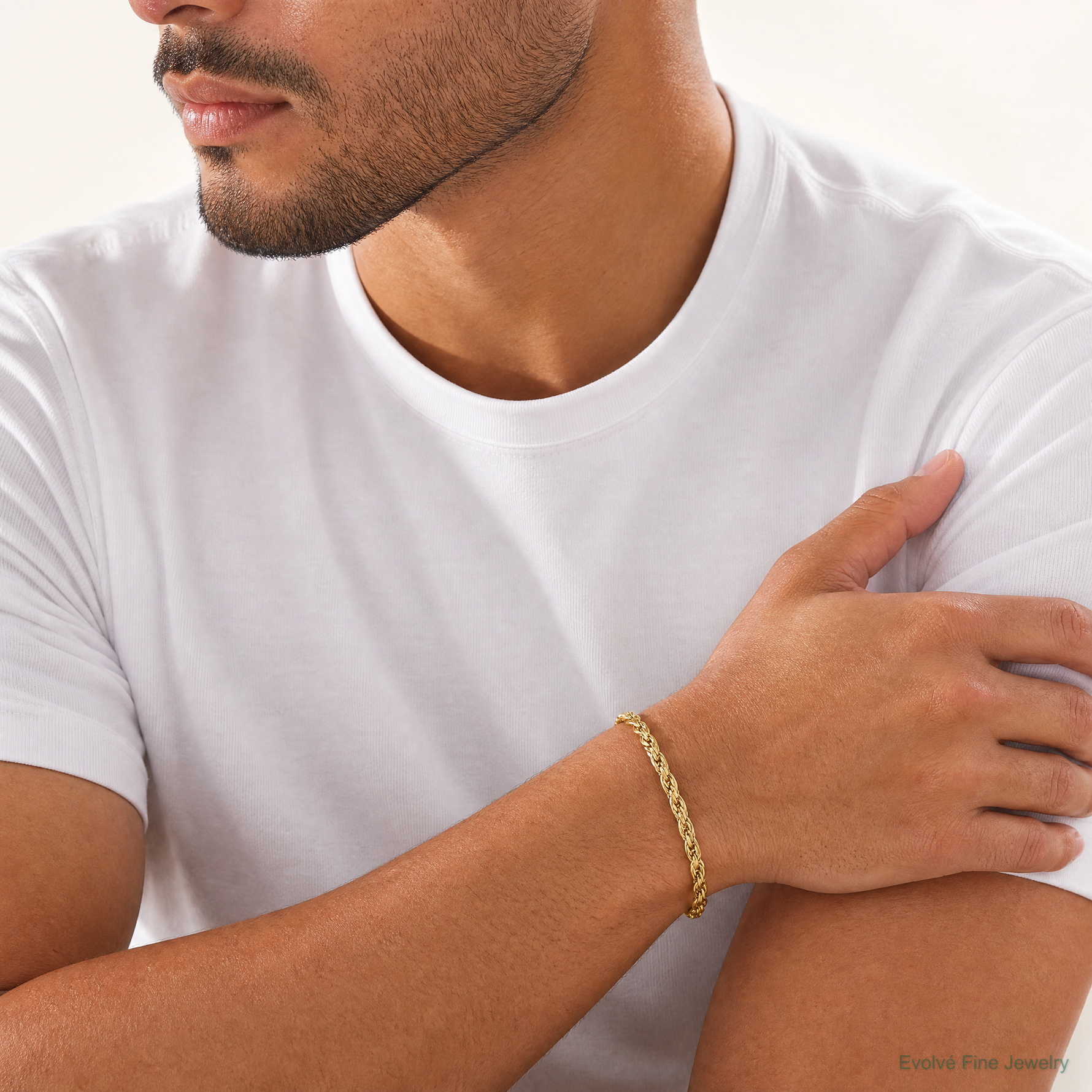 14ky 4.75mm Semi-Solid Rope Chain - Model Shot