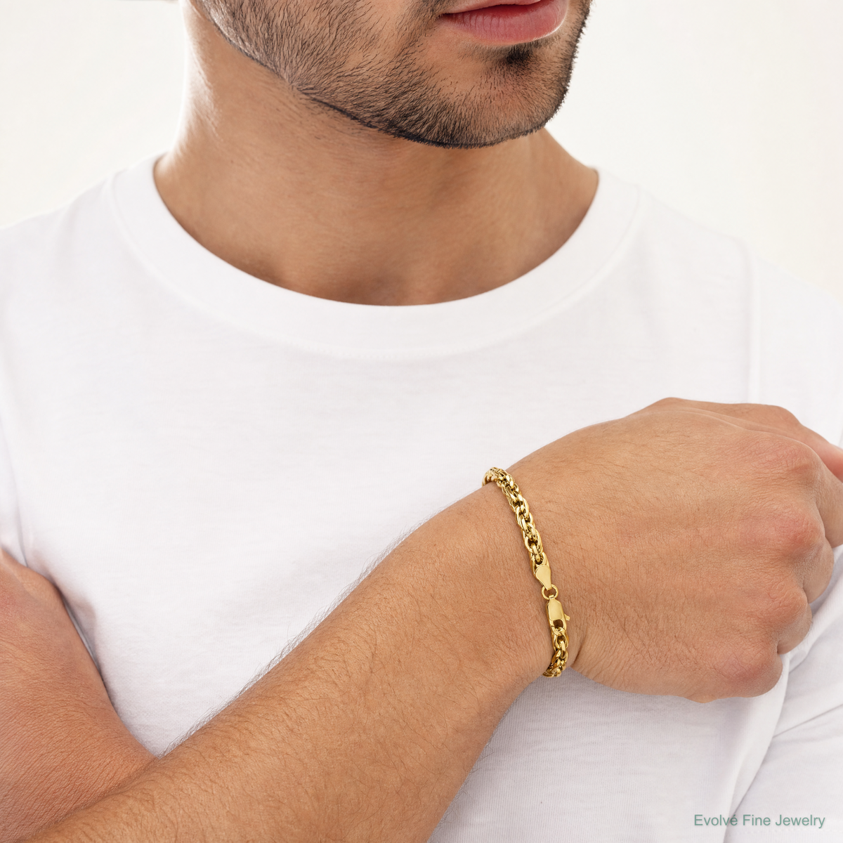 14ky 5.4mm Semi-Solid Rope Chain - Model Shot