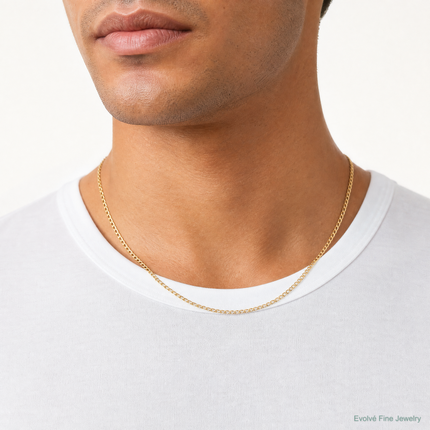 14k 1.85mm Semi-Solid Curb Chain - Model Shot