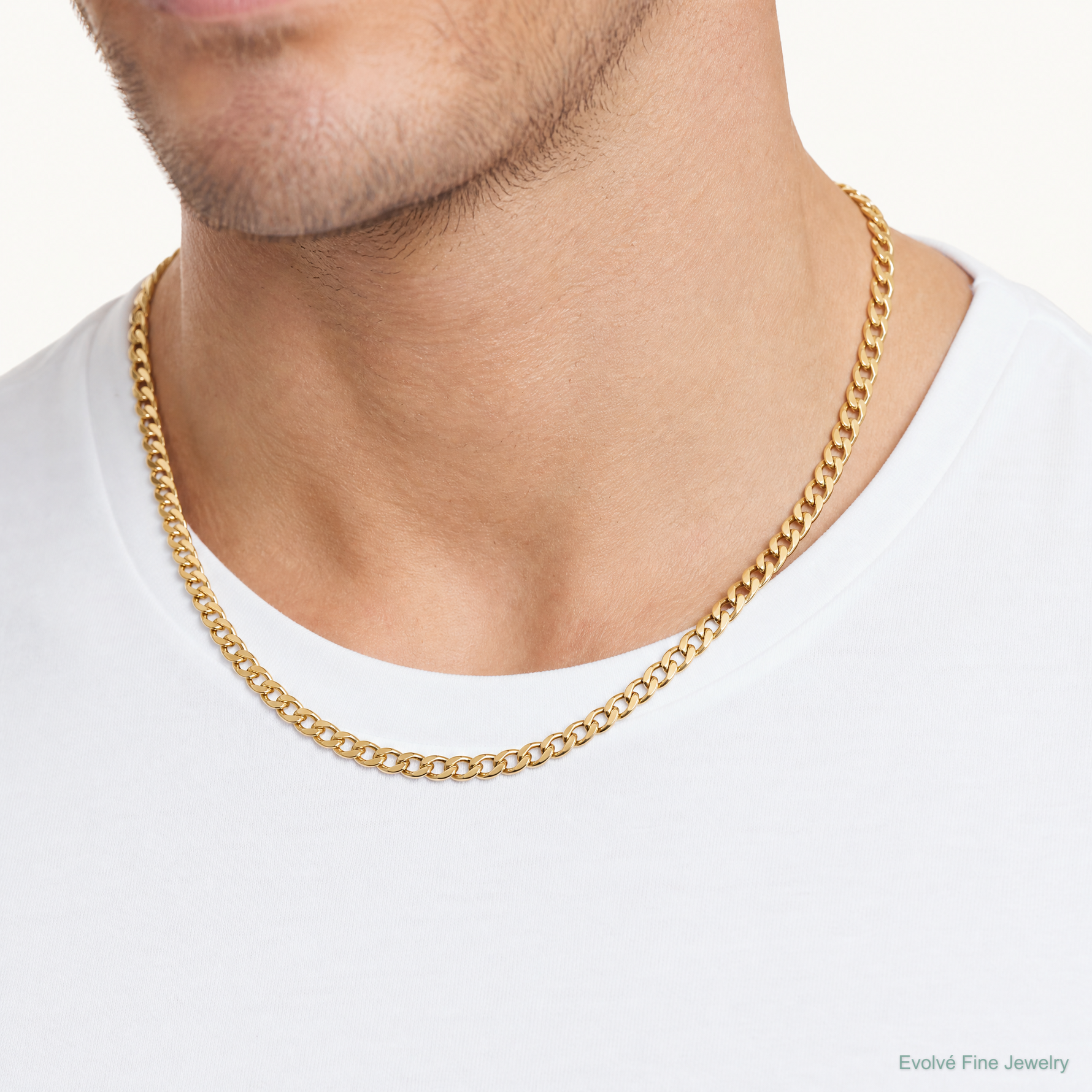 14k 7.5mm Semi-Solid Curb Chain - Model Shot