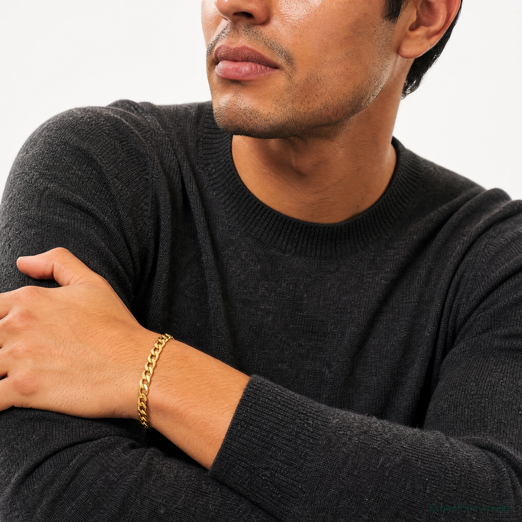 14k 7.5mm Semi-Solid Curb Chain - Model Shot