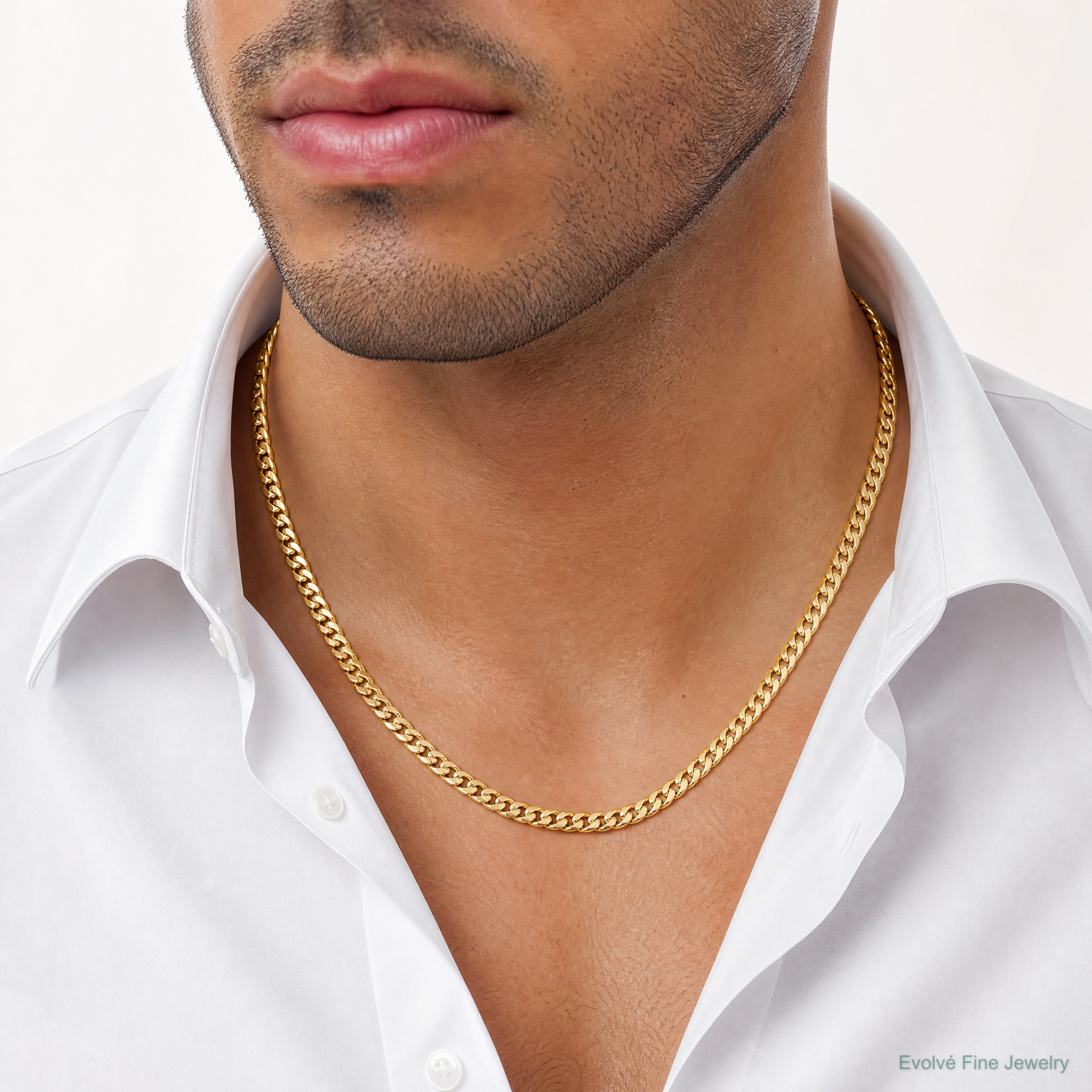 14k 5.25mm Semi-Solid Miami Cuban Chain - Model Shot