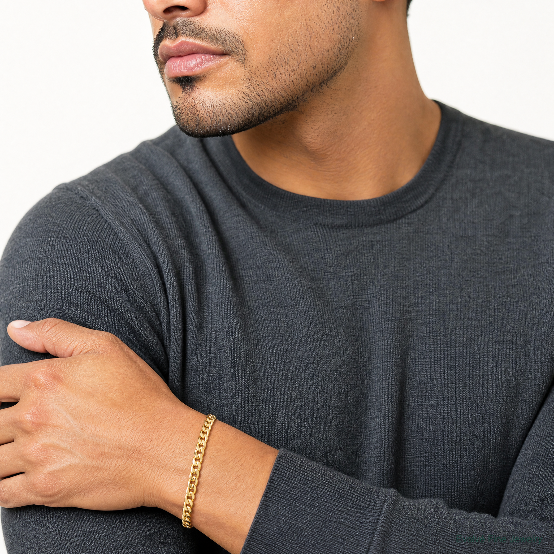 14k 5.25mm Semi-Solid Miami Cuban Chain - Model Shot