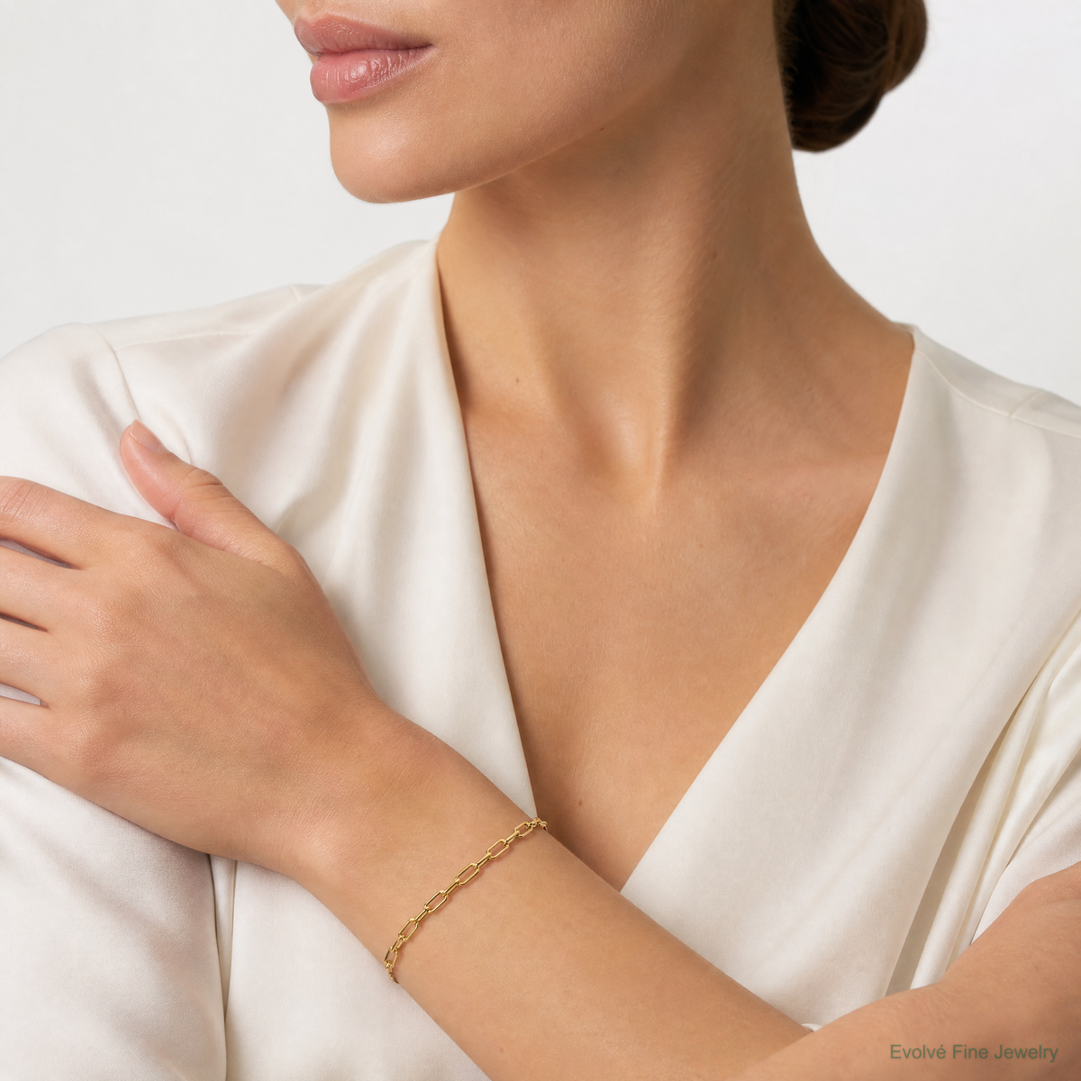 14k 2.2mm Semi-Solid Beveled Paperclip Chain - Model Shot