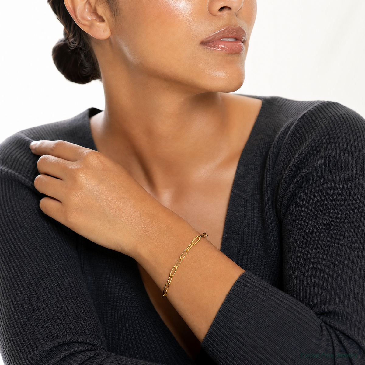 14k 3.0mm Semi-Solid Beveled Paperclip Chain - Model Shot