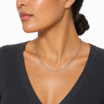 14k White Gold 3.0mm Semi-Solid Beveled Paperclip Chain - Model Shot