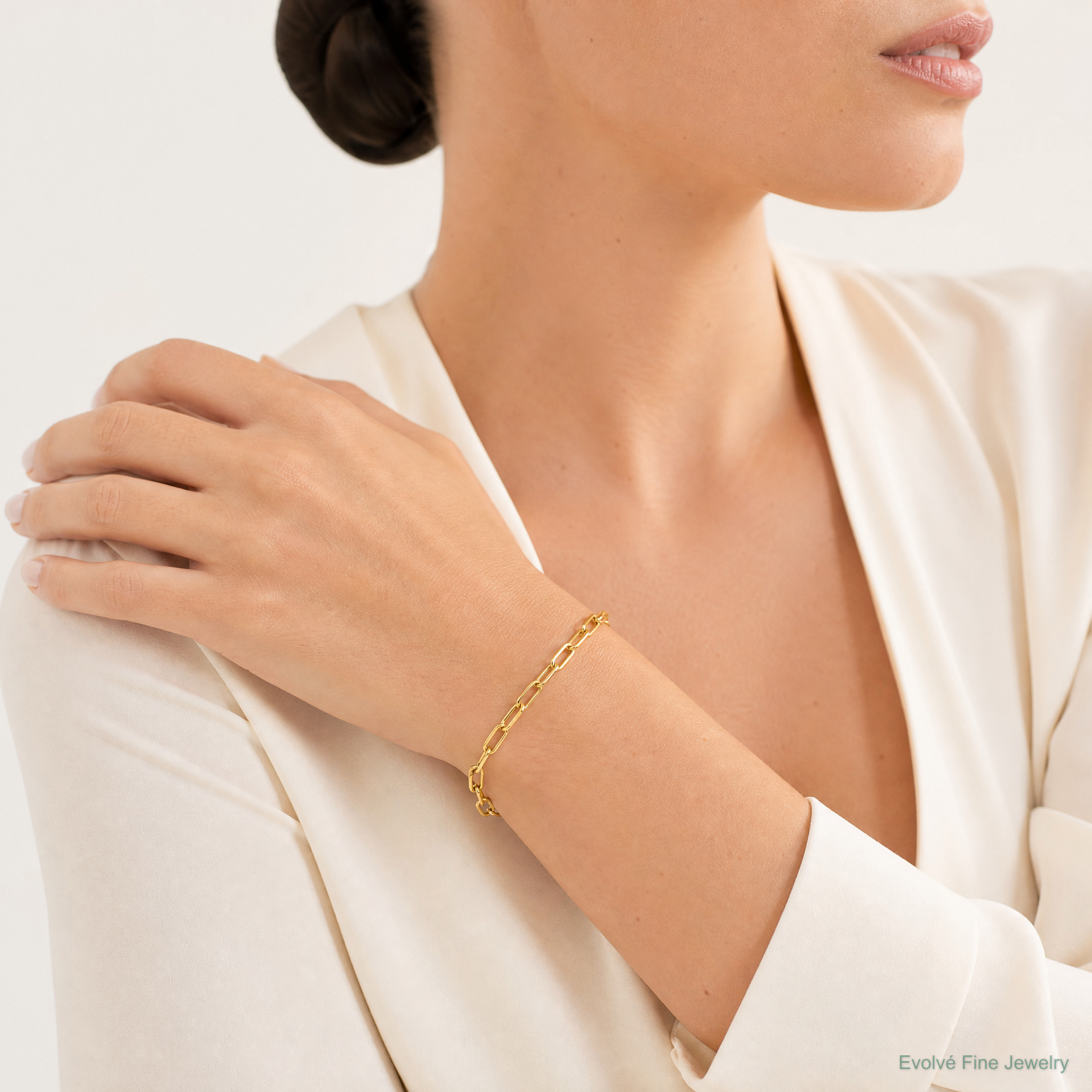 14k 3.7mm Semi-Solid Beveled Paperclip Chain - Model Shot