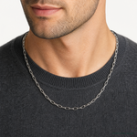 14k White Gold 3.7mm Semi-Solid Beveled Paperclip Chain - Model Shot