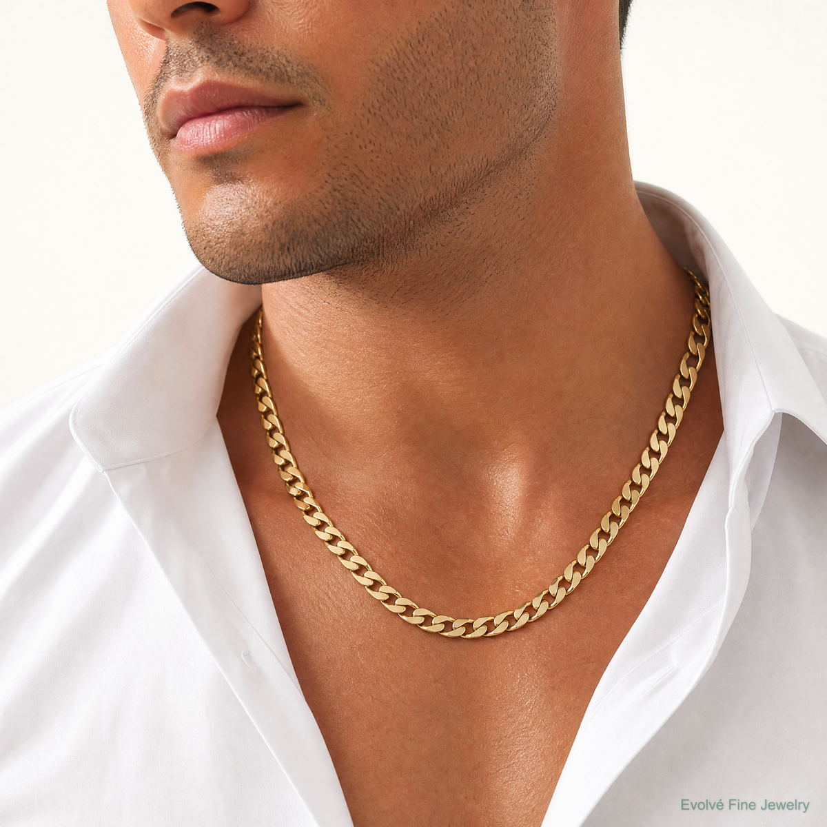 14k 11.3mm Semi-Solid Curb Chain - Model Shot