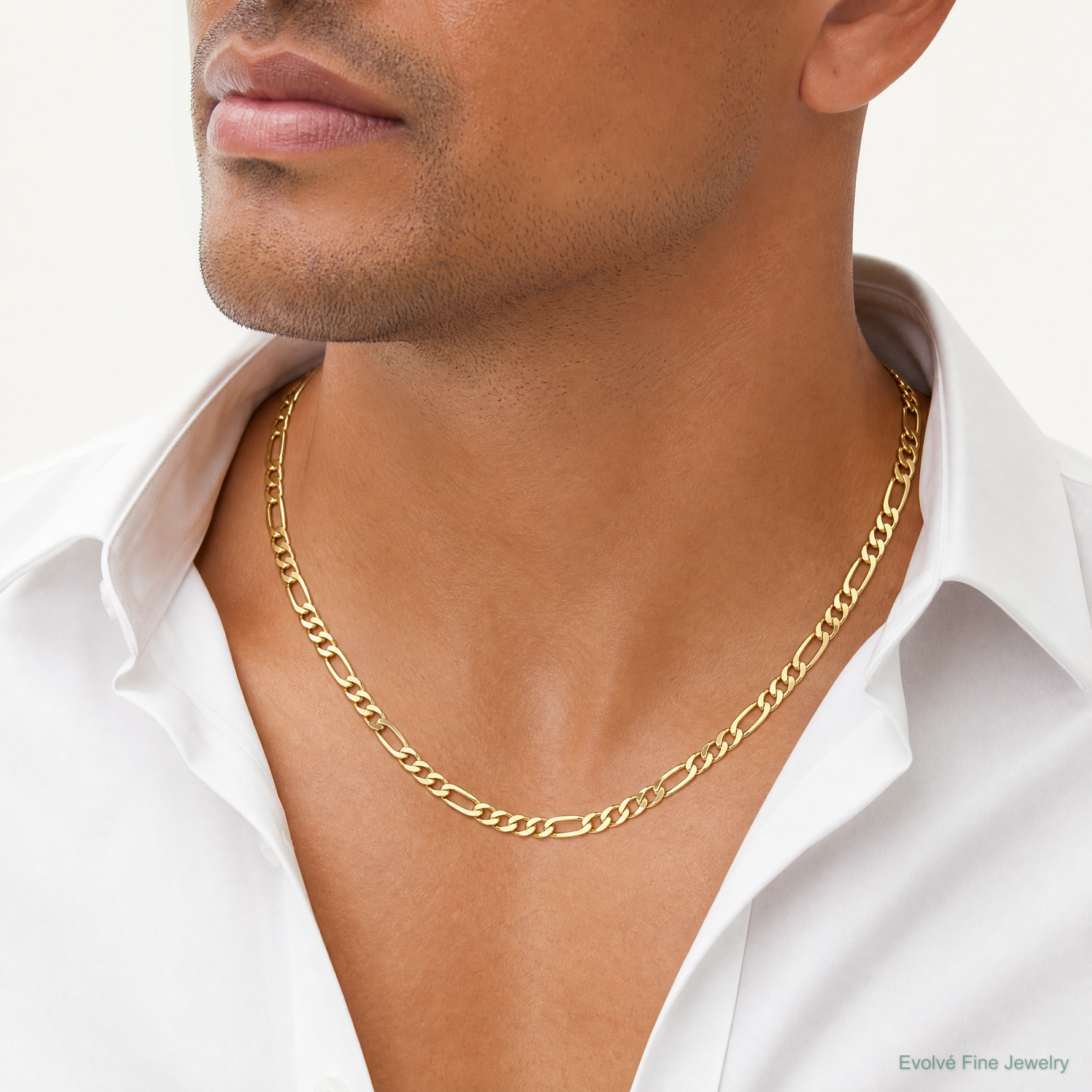 14k 9.4mm Semi-Solid Figaro Chain - Model Shot