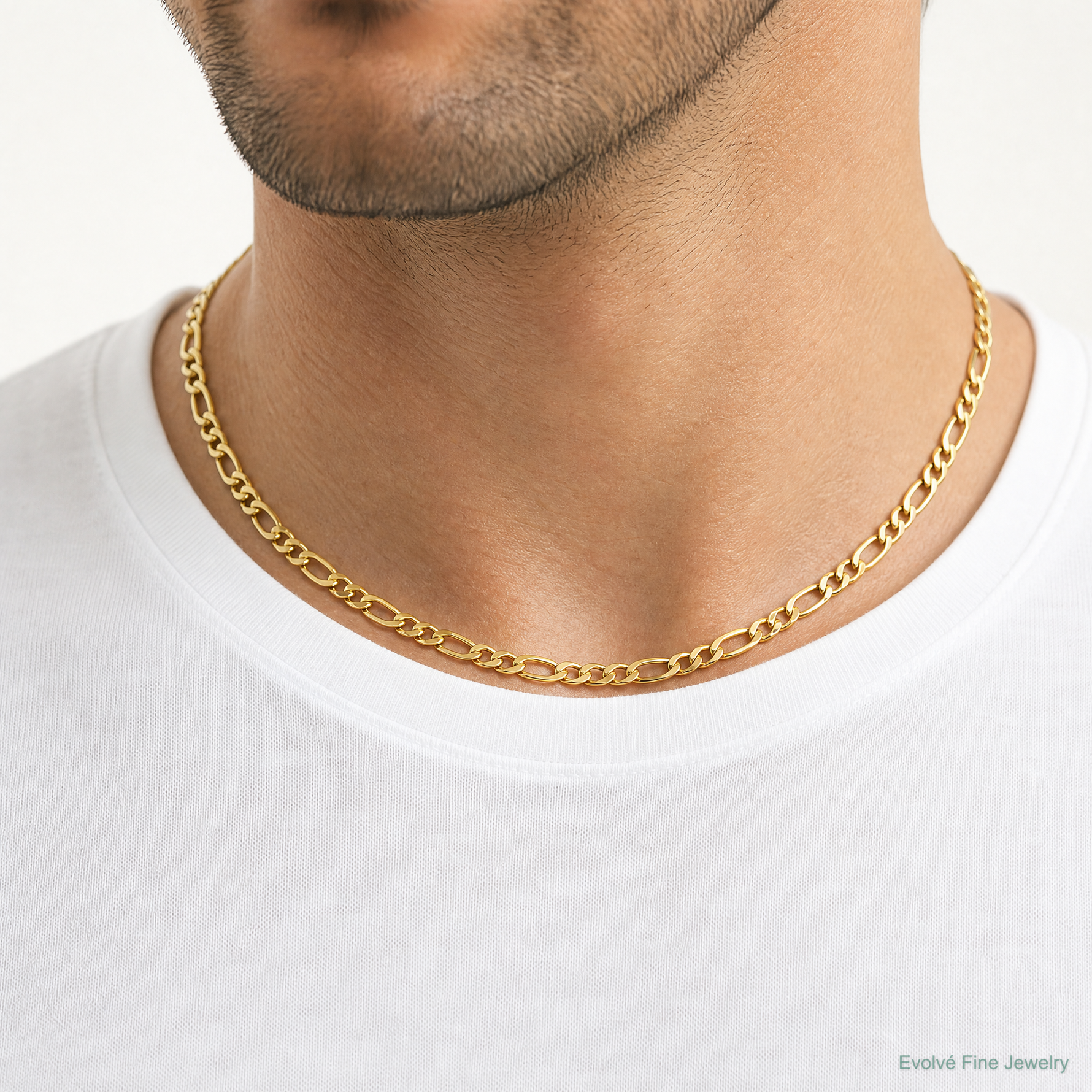 14k 5.75mm Semi-Solid Figaro Chain - Model Shot