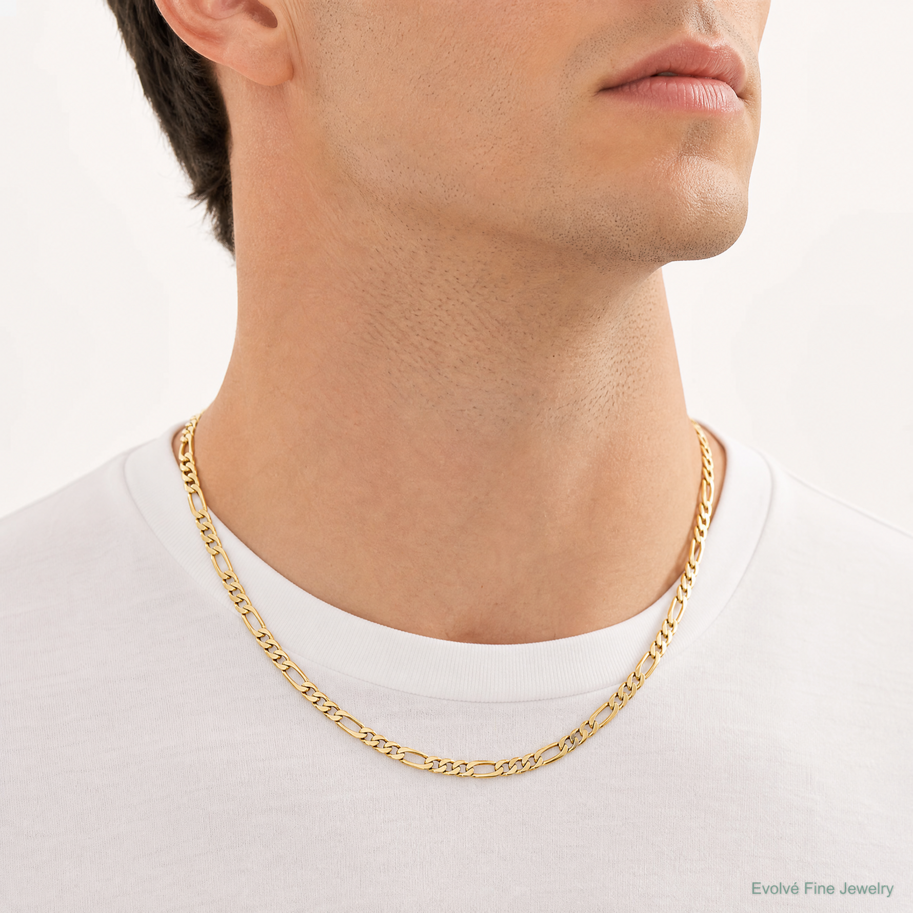 14k 6.25mm Semi-Solid Figaro Chain - Model Shot