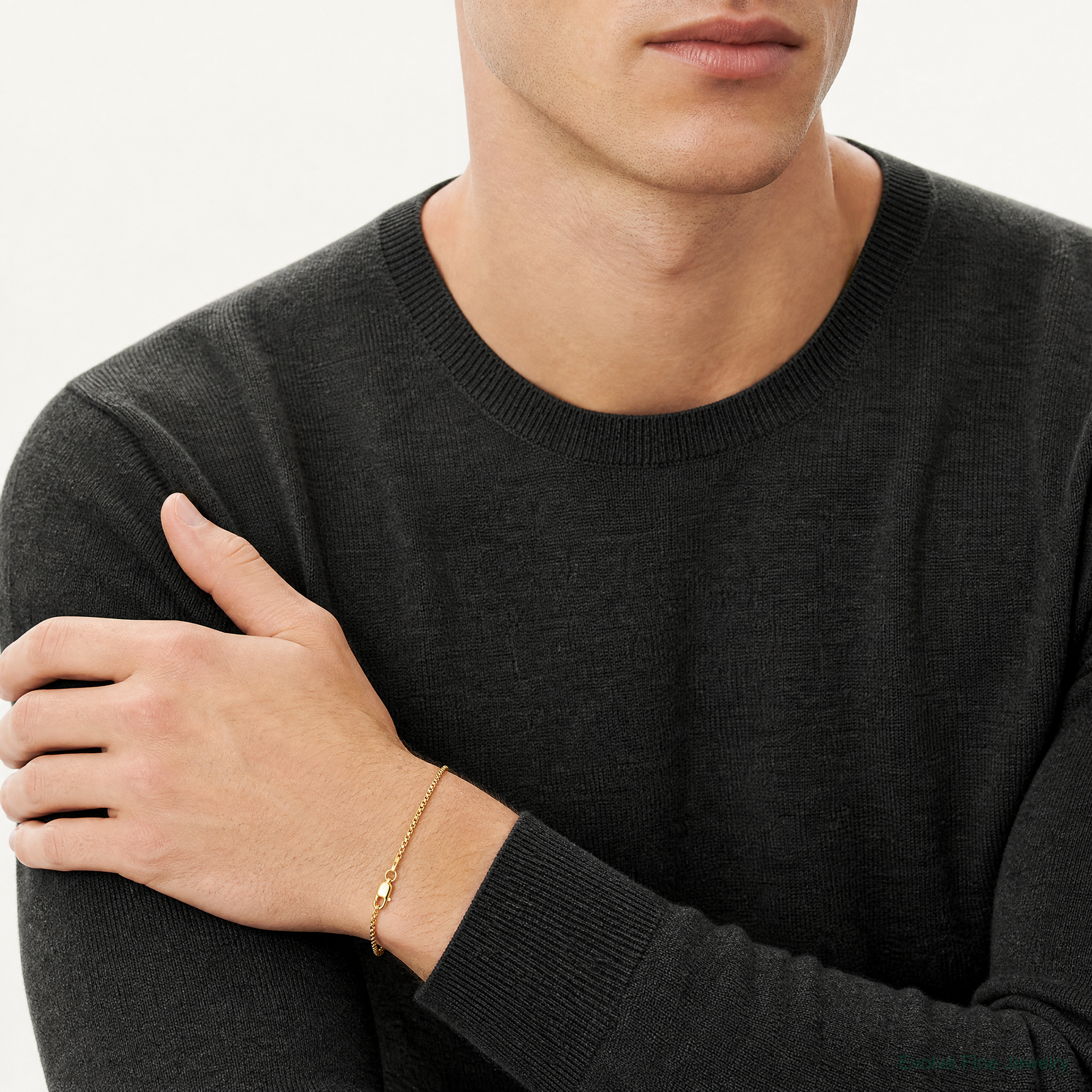14k 1.3mm Box Chain - Model Shot